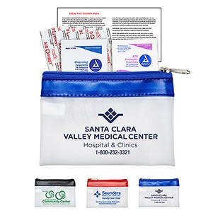 "SAFETY-ON-THE-GO" 7 Piece First Aid Kit in Colorful Zipper Vinyl Pouch
